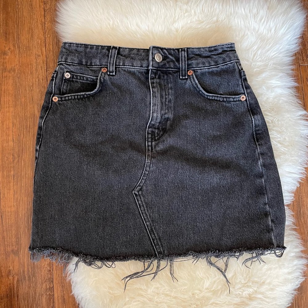 Topshop Denim Mini Skirt in Washed Black